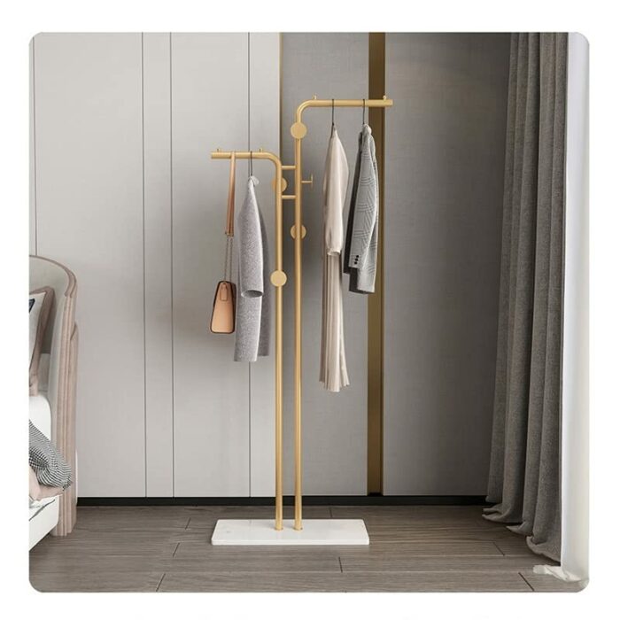 WALNUT Coat and Hat Rack Floor To Floor Household Gold Hanger Bedroom Simple Storage Clothes Shelving Metal Shelf (Color : A, Size : Light Grey)