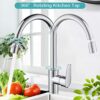 kisimixer Kitchen Sink Basin Mixer Tap, Kitchen Mixer Tap 360 Swivel Spout with Faucet Aerator, Single Lever Kitchen Taps with 2 Function Bubbler