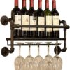 Vintage Wine Bottle Holder Industrial Wrought iron Wine Racks Wall Mounted Rustic Wine Glass Goblet Storage Organizer Rack