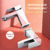 Hapilife Basin Taps Square with Pop up Waste Bathroom Sink Mixer Taps with UK Standard Hoses