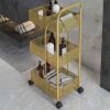 UXZDX Iron Rack Bedroom Kitchen Metal Mobile Bathroom Storage Rack Wheeled Trolley Gold Kitchen Cart Kitchen Island (Color : Svart, Size : 40x29x