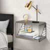 Floating Nightstand, Wood Bedside Shelf Wall Mounted with Drawer, Modern Style Bedside Table, Floating End Table, 2 Tier Floating Shelves for Bed