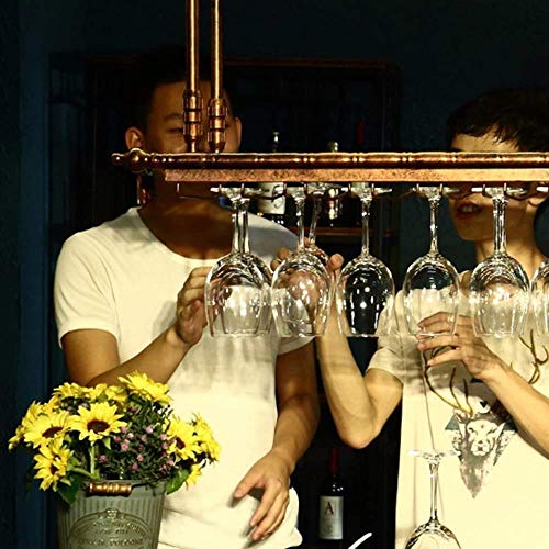 NEOCHY Wine Rack Hanging Ceiling Adjustable Height Floating Wall Hanging Hanging Goblet Rack Retro Glass Bottle Rack Display