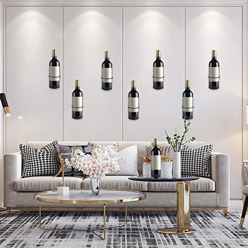Anlayliay Wine Wall Holder, 6 Pack Wall Mounted Wine Rack, Metal Wine Bottle Display Holder for Wine Storage Wall Wine Theme Decor