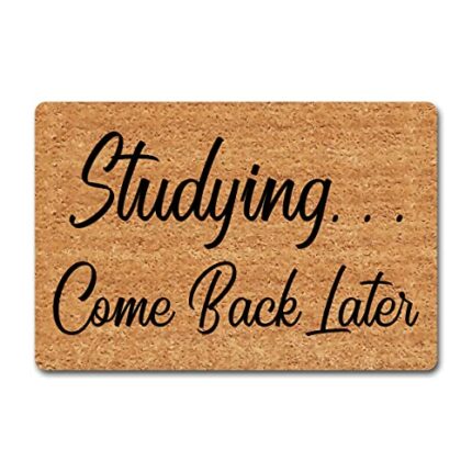 Funny Welcome Doormat Funny Home Decor Doormat Anti-Slip Welcome Mats Studying Come Back Later Go Away (23.7 in X 15.6 in) Fabric Top With Anti-S