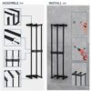 Towel Racks for Bathroom,Wall Mounted Towel Rack with 3 Towel Hooks and Wooden Shelf,Easy Installation Towel Holder for Towel & Daily Necessities