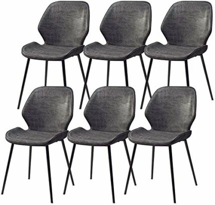 dining chair Kitchen Dining Room Furniture Chairs Kitchen Chairs Set Of 6 Scandinavian Dining Chairs PU Back And Metal Legs Bar Chairs For Living