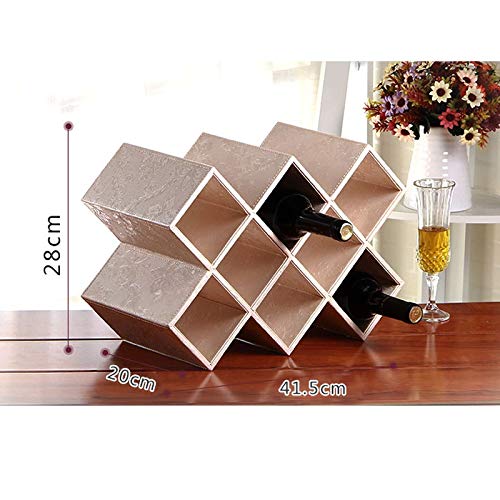 Countertop Shape Bamboo Wood Leather Wine Rack - Waterproof Countertop Cabinet Wine Holder Storage Stand Cellar, Table Top Wine Bottle Storage Sl