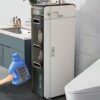 CIADAZ Toilet Paper Storage Stand, Multi-Purpose Storage Cabinet Unit for Small Space, Slim Bathroom Storage Cabinet with 3 Drawers - No Installa