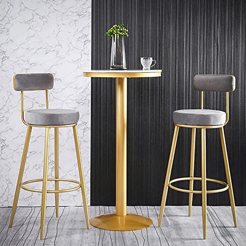 RTYHN Bar Stools Set of 2 Farmhouse Kitchen Breakfast Bar Stools Modern Chairs with Back Gold Metal Legs Bar Height Stools 26 inch Seat Height Co