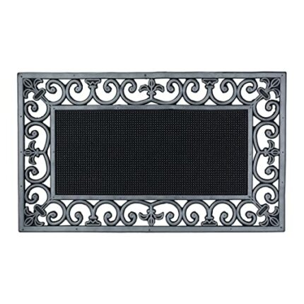 Relaxdays Antique Style Retro Look Metallic Doormat Rubber, 75x 45 cm, Door Mat Inside & Outside, Non-Slip, Silver