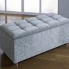 CROWNBEDSUK CUBED CHENILLE DIAMANTE OTTOMAN TOY STORAGE BLANKET BOX (RED)