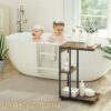 rattantree C Shaped Side Table,End Table with Wheels for Sofa and Bed,C Bedside Table with Storage,for Small Space, Living Room, Bedroom