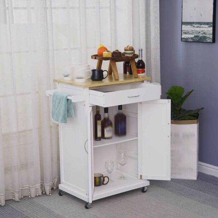 BHVXW Furniture Storage Cabinet Mobile Double Door Kitchen Cabinet with Spice Rack and Towel Counter Organizer