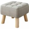 vepoty Fabric Padded Low Stool Household Small Stool Living Room Shoe Changing Stool Foot Stool with Non-skid Wooden Legs