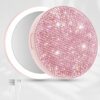 QearFun Luxurious Rhinestone LED Lighted Compact Mirror, Bling Portable Travel Makeup Jeweled Mirrors, 3.5 inch Rechargeable Mini Magnifying Pock