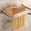 HIGOH Towel Racks, Bathroom Towel Rack Wall Mounted Towel Holder,Antique Bath Towel Rack,Copper Towel Holder,European Retro Toilet Rack,Bathroom