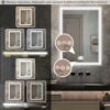 LUVODI Bathroom Mirror Cabinet with Lights: 500x700mm Illuminated LED Mirror Medicine Cabinet with Front + Inside Light Defogger, 3 Dimmable Colo