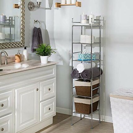 Honey-Can-Do BTH-03484 6 Tier Metal Tower Bathroom Shelf, 12.6â€  L x 11â€  W x 59.8â€  H, Chrome
