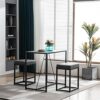 DINGZZ 3 Piece Dining Table Set, Dining Set for 2, Table and 2 PU Stools, Walnut Color & Gray Dining table and Chairs