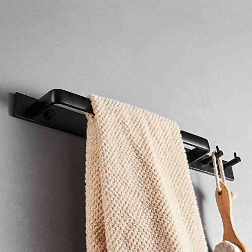 Gabriera Towel Bar with 2 Hook for Bathroom Kitchen 15.7" Towel Holder Rack Wall Mounted Aluminum