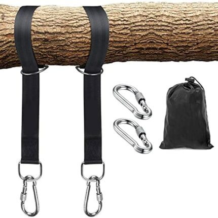 COADILNIO Tree Swing Straps Hanging Kit, Outdoor 5/10ft Swing Straps,2 Heavy Duty Lock Carabiners and 2 D-Ring, Easy to Install for Swing and Ham