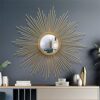 WLABCD Mirror Sunburst Wall Mirror, 3D Large Round Metal Starburst Decorative Wall Mirror, Dining Room, Living Room,Porch Decorative Hanging Mirr