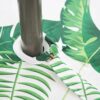 3E Home Patio Round Outdoor Tablecloth Waterproof with Umbrella/Parasol Hole and Zipper[52 inches (132 cm) Palm leaf]