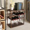 Wine rack Wrought Iron Wine Rack And Glass Locker Free Standing Goblet Holder Support Display Stand 48x 28x50 Cm For Up To 12 Bottles Of Wine