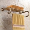 HIGOH Towel Racks, Bathroom Towel Rack Wall Mounted Towel Holder,Antique Bath Towel Rack,Copper Towel Holder,European Retro Toilet Rack,Bathroom