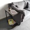 KKTONER Sofa Side Table Over-bed Table Slide Under Height Adjustable Wooden Laptop Table Couch Table Mobile Dining Table Snack Table End Table wi