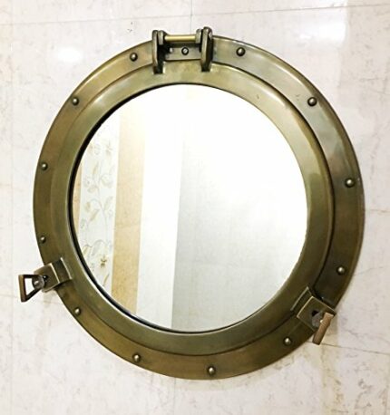 20" Aluminum Porthole Antique Finish~Porthole Mirror Ship Wall Hanging Decor