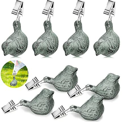 8 Pieces Cast Iron Antique Bird Tablecloth Weights Vintage Tablecloth Weights Clip on Hangers Pendant Tablecloth Weights Kit for Outdoor Home Gar