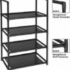 UrMsun 4 Tiers Shoe Rack 8-10 Pairs Sturdy Shoe Shelf Non-woven Fabric Shoe Tower Organizer Cabinet Black Small Shoe Rack for Entryway (4 tiers)
