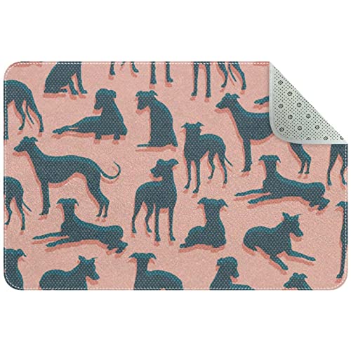 Entrance Doormats for Indoor Outdoor Entry Garage High Traffic Areas Shoe Rugs, Super Absorbent Door Mats Whippet Pattern 31 x 20 Inch