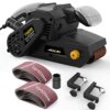 Jellas 750W Belt Sander 76×533mm with 10Pcs Sanding Belts and Dust Bag, Bench Sander with Variable-speed Control, 2 in 1 Vacuum Adapters, 10 Feet