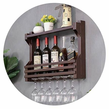 EYLINK Wine Racks, Industrial Style Wine Rack Wall-Mounted Metal Bottle Rack Kitchen Storage Rack Wall Shelf Bar Floating Rack Multi-Functional D