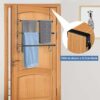 3 Tier Over Door Towel Rail, Adjustable Hanging Towel Rack with 2 Hooks, Bathroom Towel Holder Rails for Towelsor Clothing, Black