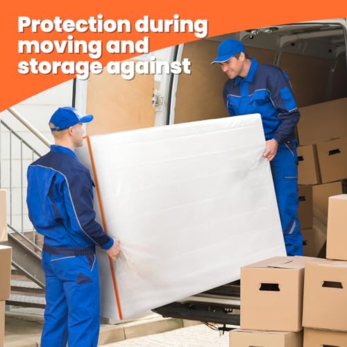 Mattress Bag for Moving and Storage (Queen) Protective Plastic Mattress Case Mattress Cover 6 Mil Waterproof Zippered Mattress Bag Moving Heavy D