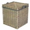 Red Hamper Willow Square Rope Handled Log Storage Basket Wicker Log Basket