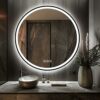 STARLEAD Round Bathroom Mirror with LED lights, 600mm Wall Mounted Mirror, LED Bathroom Mirror Bluetooth Mirror, Demister pad/Dimmable/Color Chan