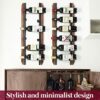 J JACKCUBE DESIGN Wall Mount Wine Rack Organizer for 6 Bottles Holder, Stylish Kitchen Wine Storage Display Holder Shelf in Rustic Wood and Metal