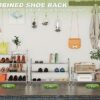 SKIKEN 4-Tier Expandable Shoe Rack, 100% Stainless Steel, 4-Rod Extendable and Adjustable Feet, Simple Standing, Adjustable Shoe Rack for Entrywa