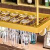KEppd Wine Rack Wall Mounted - Ceiling Mounted Hanging Wine Bottle Holder, Hanging Wine Bottle Holder Metal, Shelf Champagne Glass Rack, Bar Home