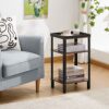 YEAKOO Side End Table, 3-Tier Nightstand Coffee Table,Rectangle Storage Side Table with Fall-arrest Tray, Office Living Room Bedroom Small narrow