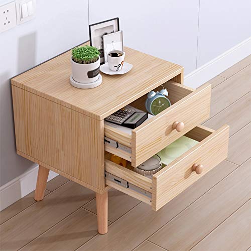 JYDQM Solid Wood Bedside Table Side Cabinet Bedroom Small Apartment Home Locker, Double Drawer Design Bedside Table