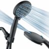 AquaCare High Pressure 8-mode Handheld Shower Head - Anti-clog Nozzles, Built-in Power Wash to Clean Tub, Tile & Pets, Extra Long 6 ft. Stainless