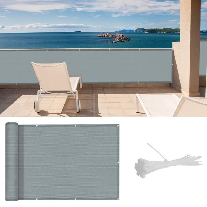 LOVE STORY Balcony Protect Privacy Screens Rectangle(HDPE) 0.9 x 6 m Charcoal for Outdoor Balcony Garden
