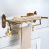 VERDDE European Style Antique Towel Rack Set Space Aluminum Bathroom Hardware Five-Piece Aluminum Folding Bath Towel Rack Carved