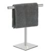Hand Towel Holder Stand for Bathroom Vanity Countertop (Silver Brushed Square Base)